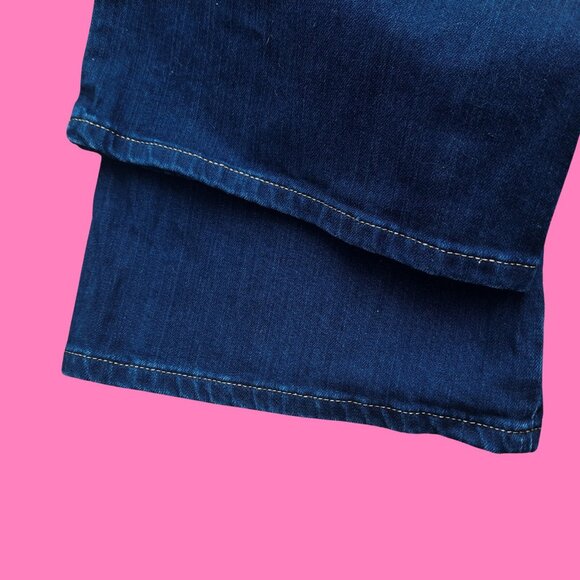 Y2K low Rise Bootcut Flare Jeans Dark Wash Flap Pockets US 11 Stretch Denim - Picture 6 of 9